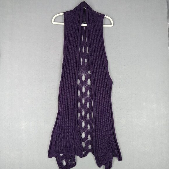 BCBGMAXAZRIA Long Open Sweater Womens M Plum Bohemian Textured Knit Layering - Picture 1 of 6